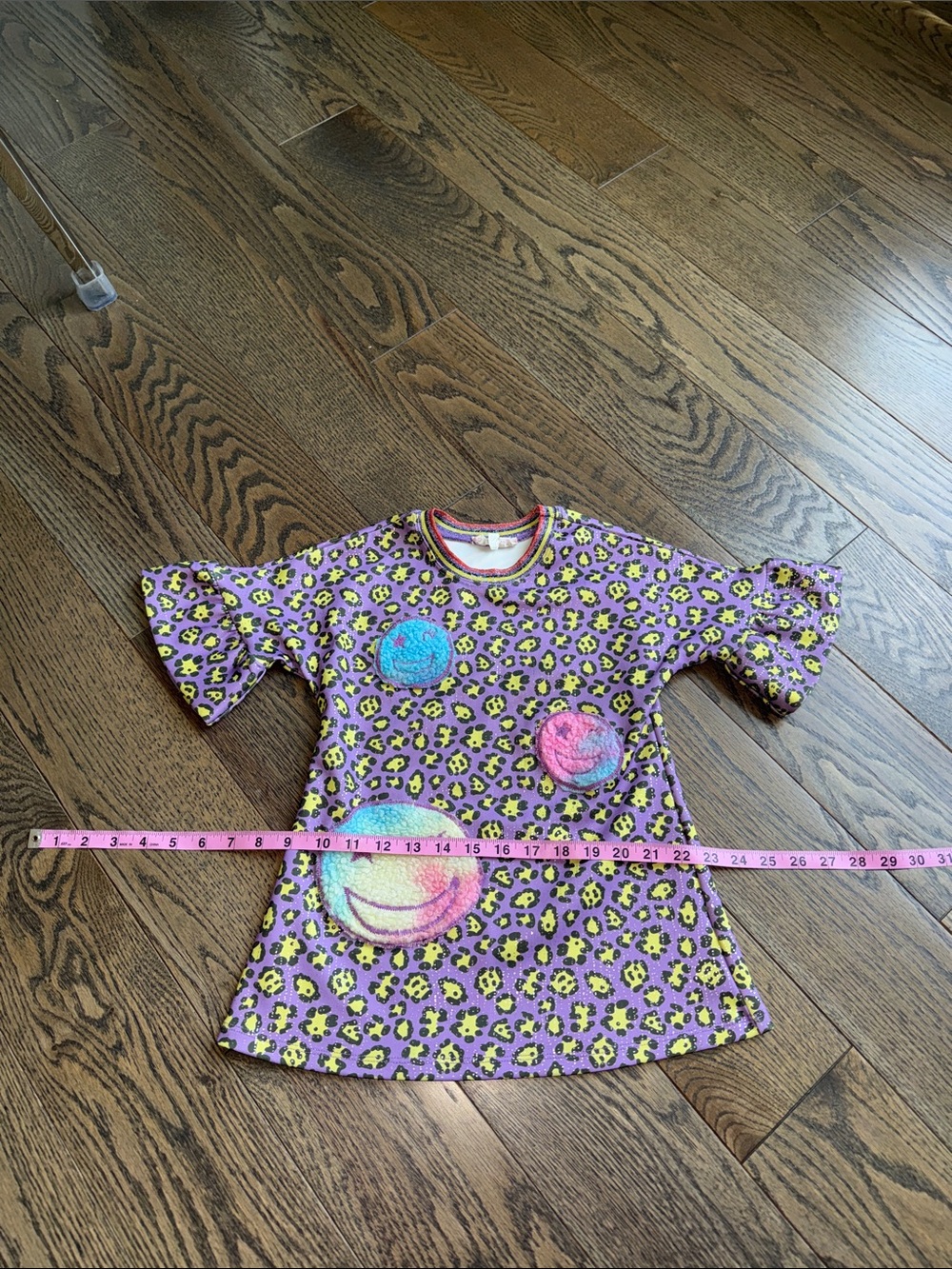 Sara Sara Purple & Yellow Leopard Smiley Patch Kids Dress - Picture 2 of 10